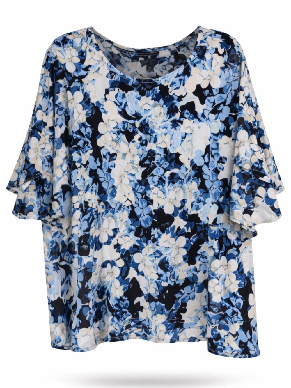 Alfani Blue Floral Blouse Women's 4X Flowy Layered Sleeve Top Plus Size